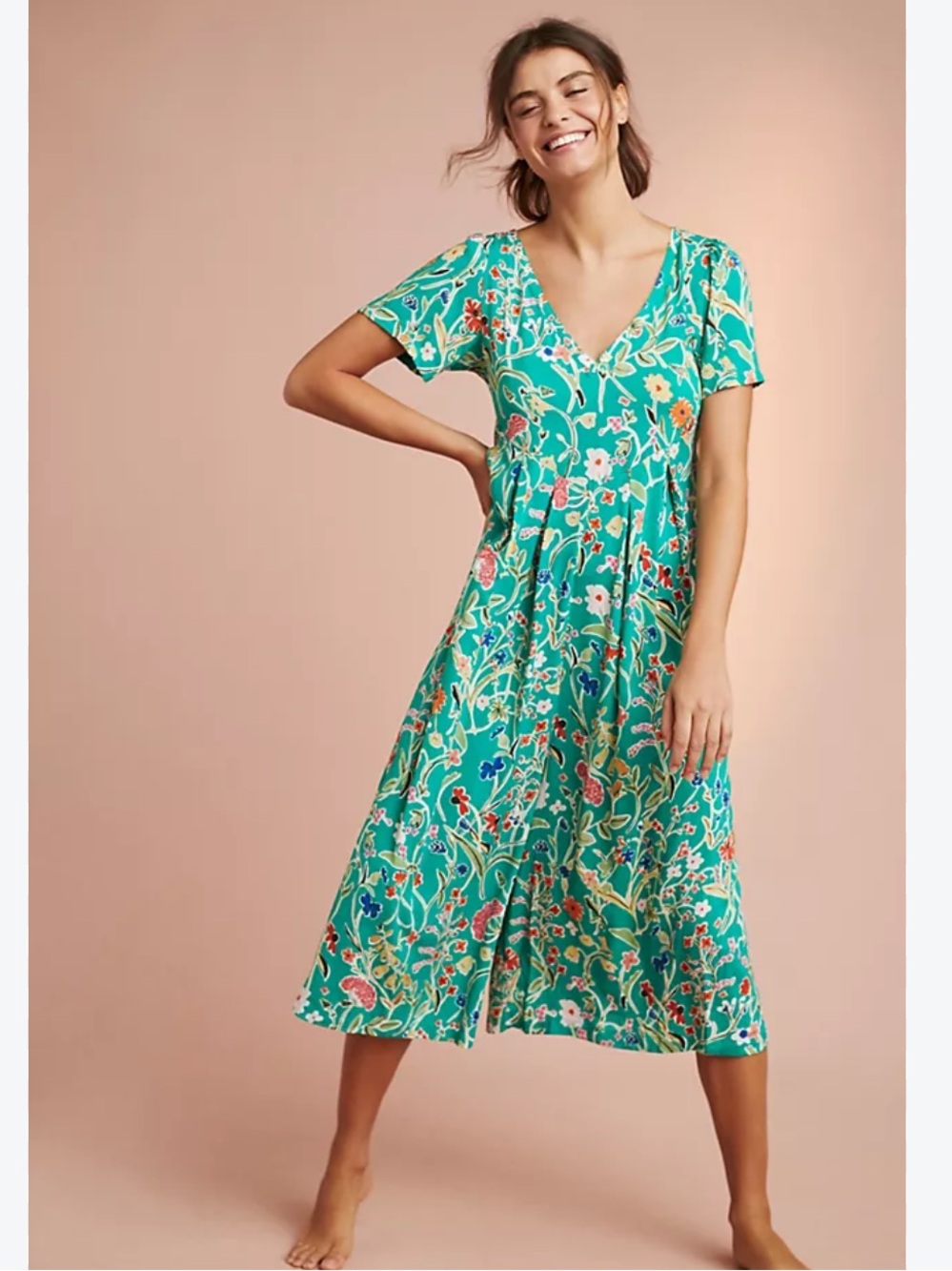 Anthropologie Floreat Green Garden Romper